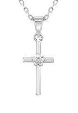 small terrific clear cubic zirconia cross necklace for babies